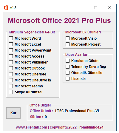 Microsoft Office 2021 Professional Plus VL TR | Project | Visio | Nisan 2022