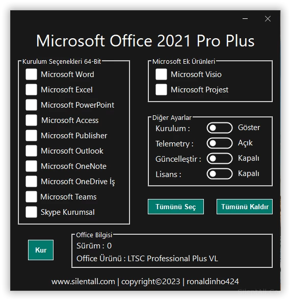 Microsoft Office 2021 Pro Plus VL TR | Project | Visio | Ocak 2024 | VİP