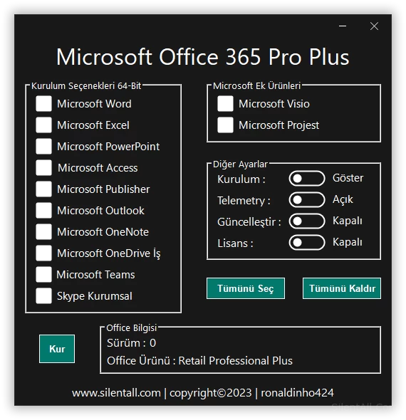 Microsoft Office 365 Pro Plus TR | Project | Visio | Ocak 2024 | VİP